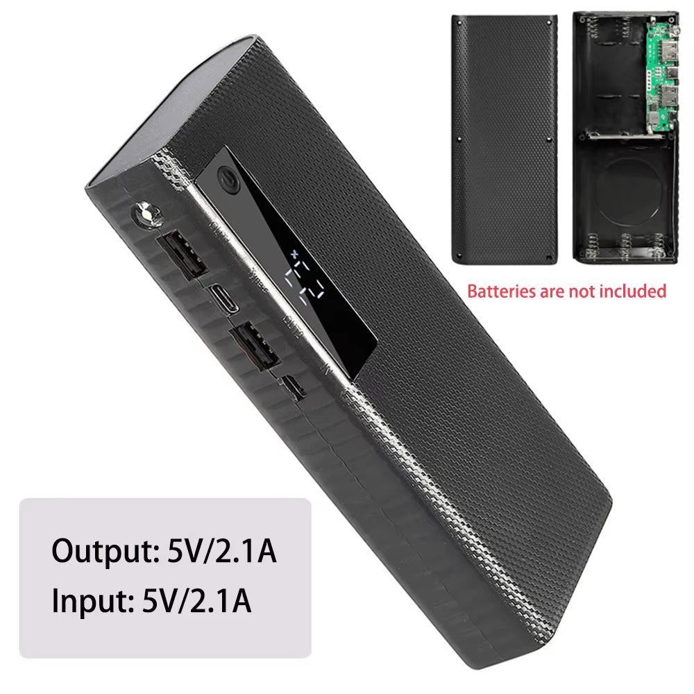 DIY 3*18650 Power Bank Case Battery Charge Storage Box Shell Micro USB Type C with Flashlight for Charging Mobile Phones